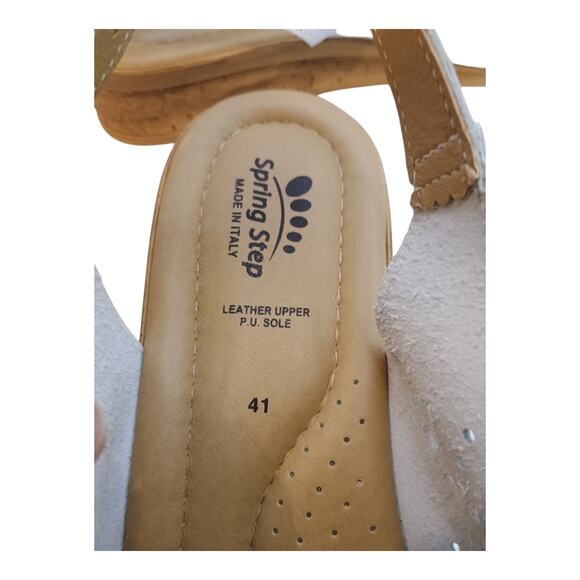 Spring Step Women's Orella White Slingback Cork Wedge Italian Leather Size 41 - Picture 10 of 11